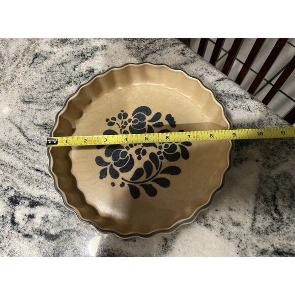Pfaltzgraff Yorktowne Quiche Dish 9" Blue & Beige Floral Design Oven & Microwave - Picture 5 of 6